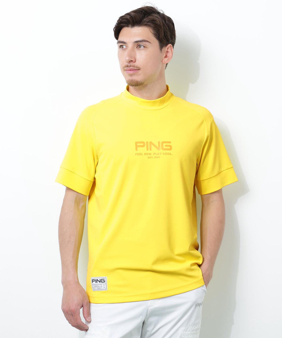 【PING APPAREL】【UVカット・吸水速乾】テラカノコ半袖ハイネックシャツ <GOLD> (MENS)