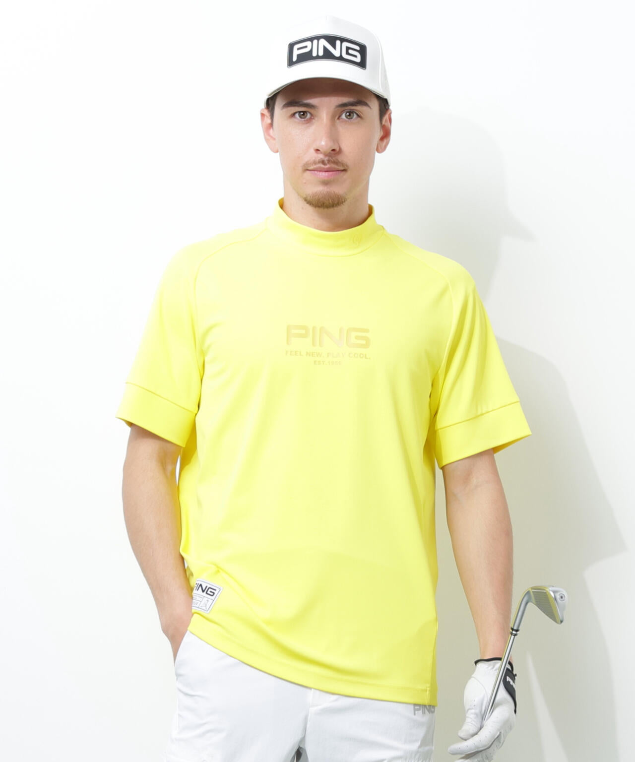 【PING APPAREL】テラカノコ半袖ハイネックシャツ <GOLD> (MENS)