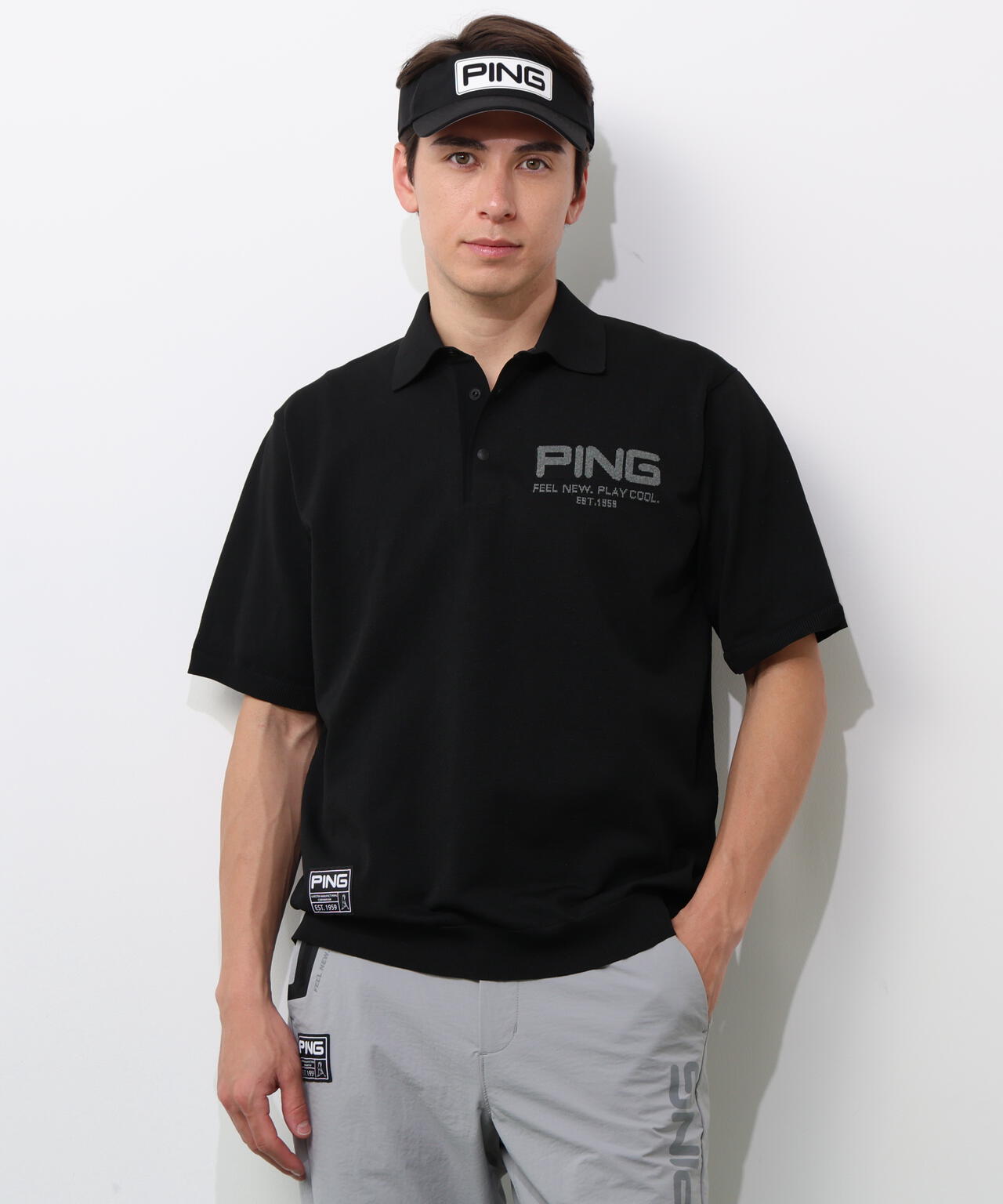 【PING APPAREL】半袖ニットポロシャツ <GOLD> (MENS)