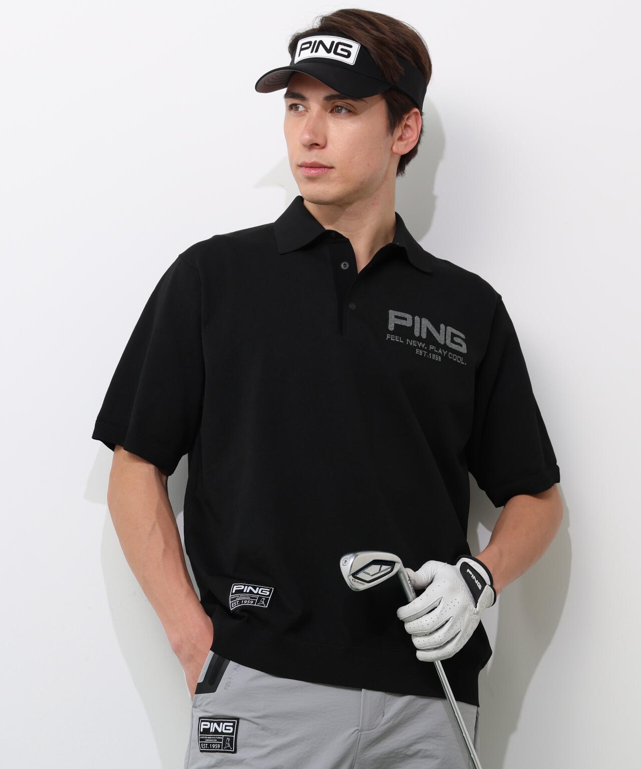 【PING APPAREL】半袖ニットポロシャツ <GOLD> (MENS)