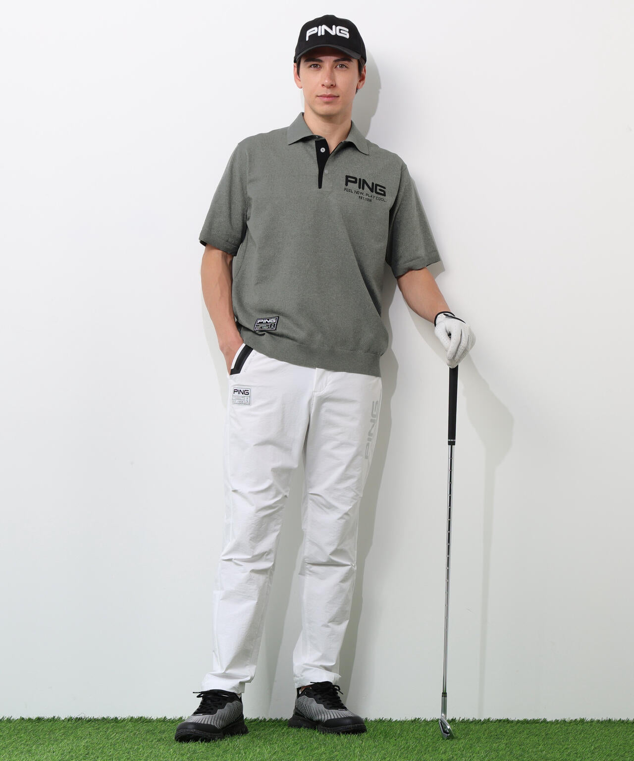 【PING APPAREL】半袖ニットポロシャツ <GOLD> (MENS)