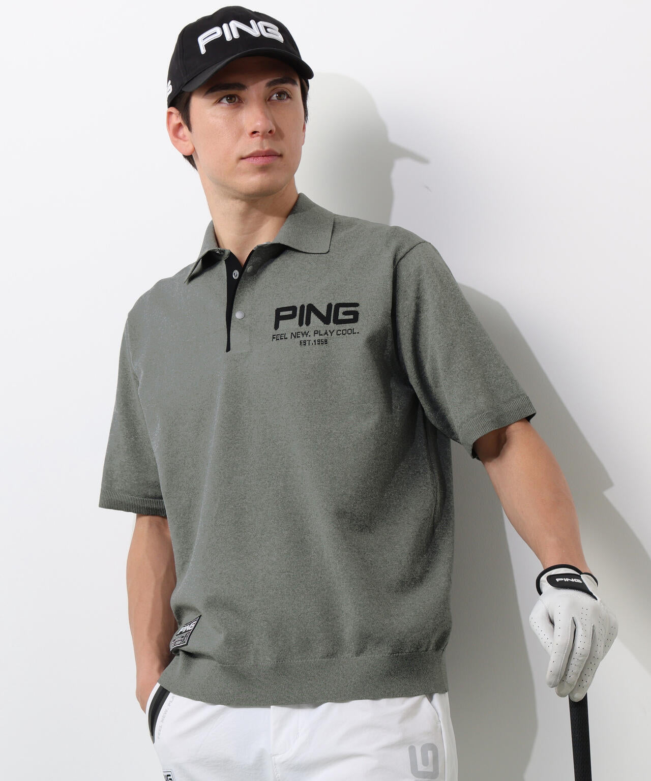 【PING APPAREL】半袖ニットポロシャツ <GOLD> (MENS)