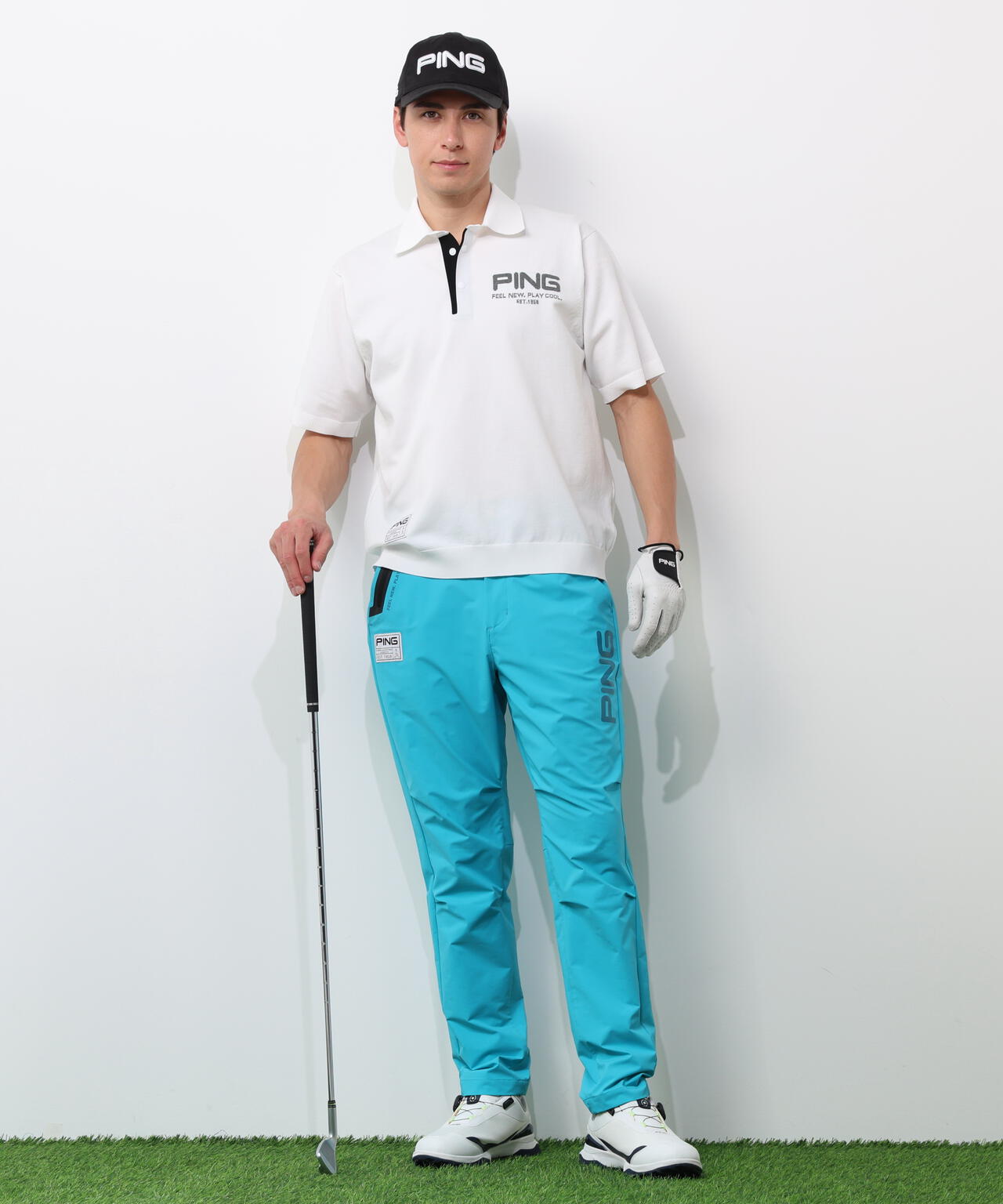 【PING APPAREL】半袖ニットポロシャツ <GOLD> (MENS)