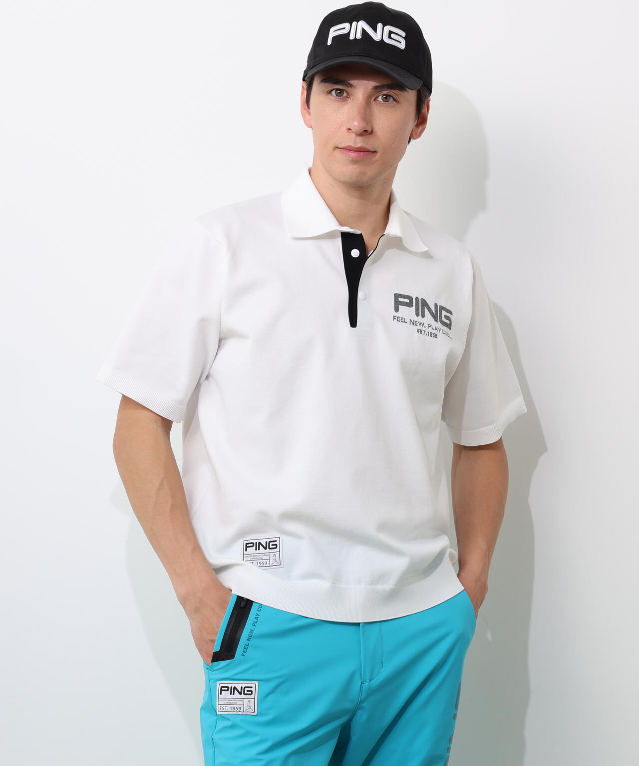 【PING APPAREL】半袖ニットポロシャツ <GOLD> (MENS)