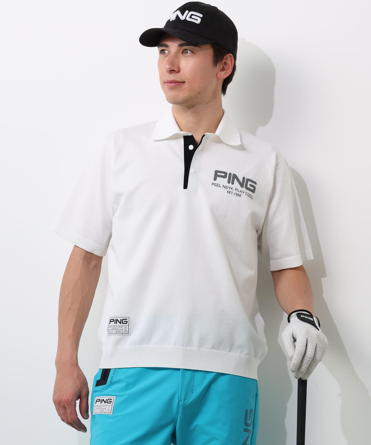 【PING APPAREL】半袖ニットポロシャツ <GOLD> (MENS)