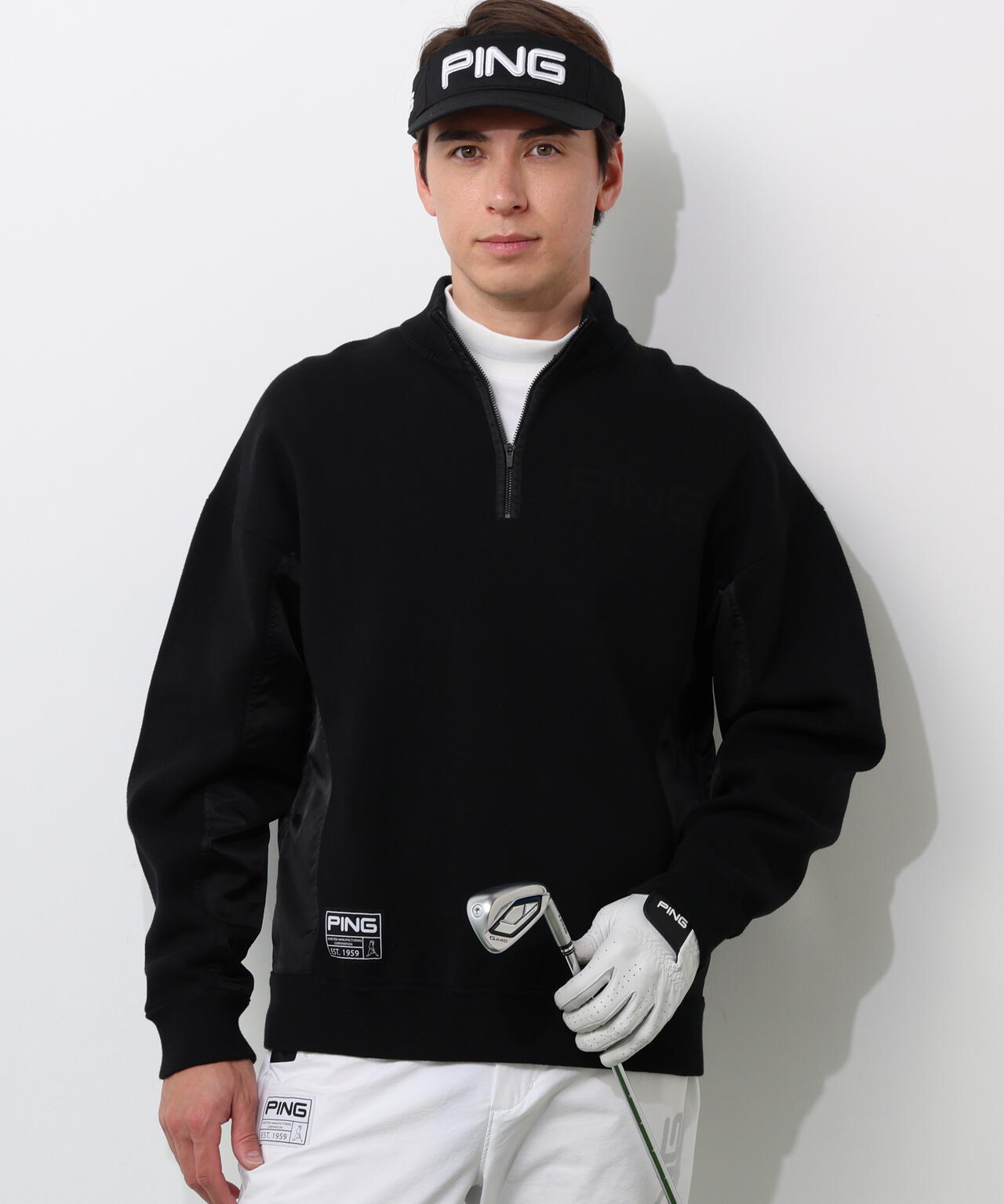 【PING APPAREL】長袖ハーフジップニット <GOLD> (MENS)