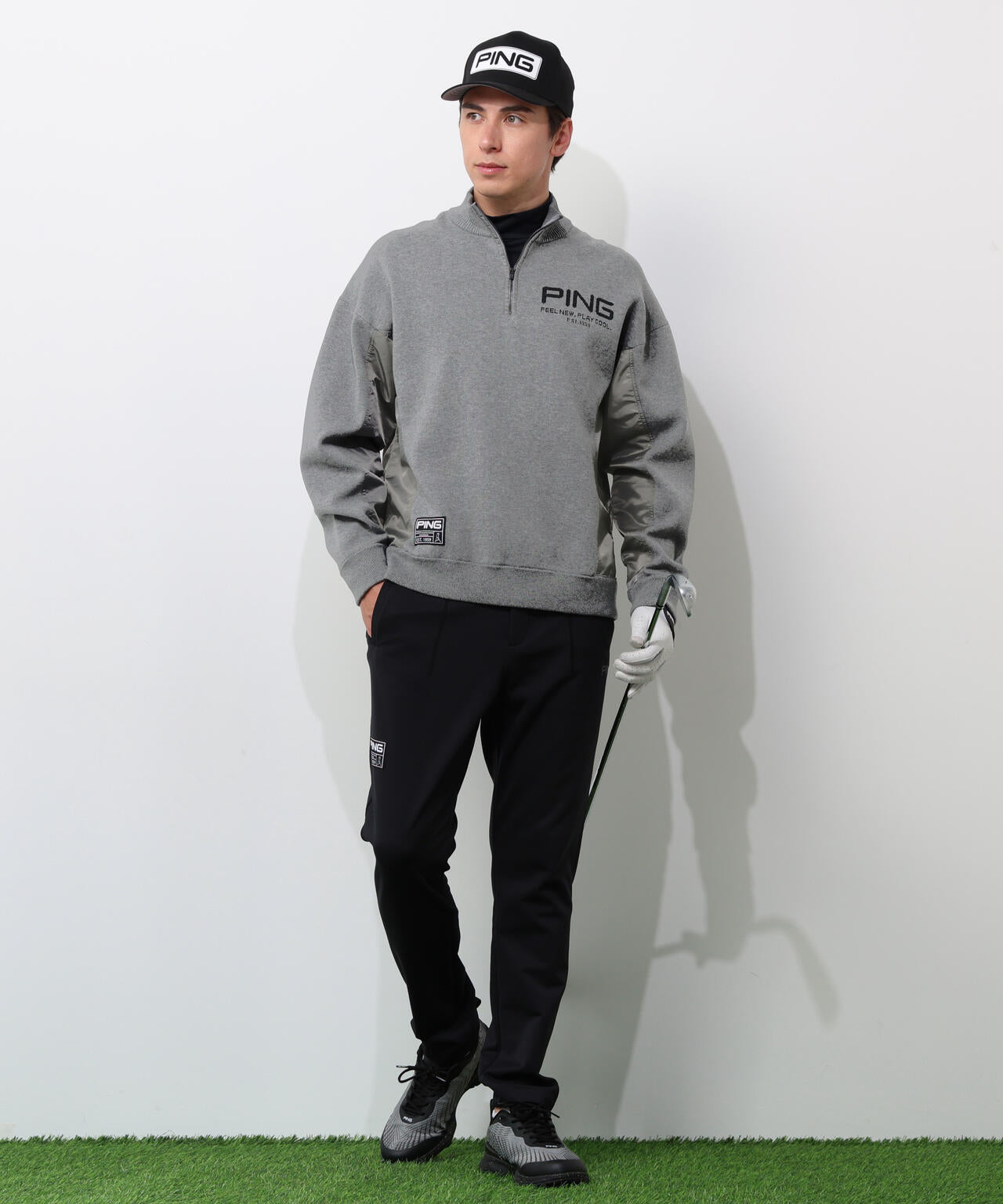 【PING APPAREL】長袖ハーフジップニット <GOLD> (MENS)