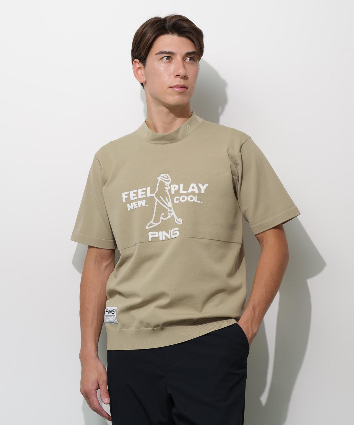 【PING APPAREL】Mr.PING 半袖ハイネックニットプルオーバー <GOLD> (MENS)