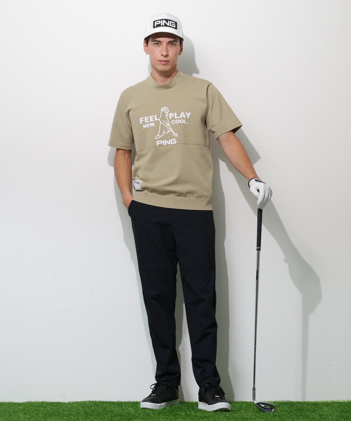 【PING APPAREL】Mr.PING 半袖ハイネックニットプルオーバー <GOLD> (MENS)