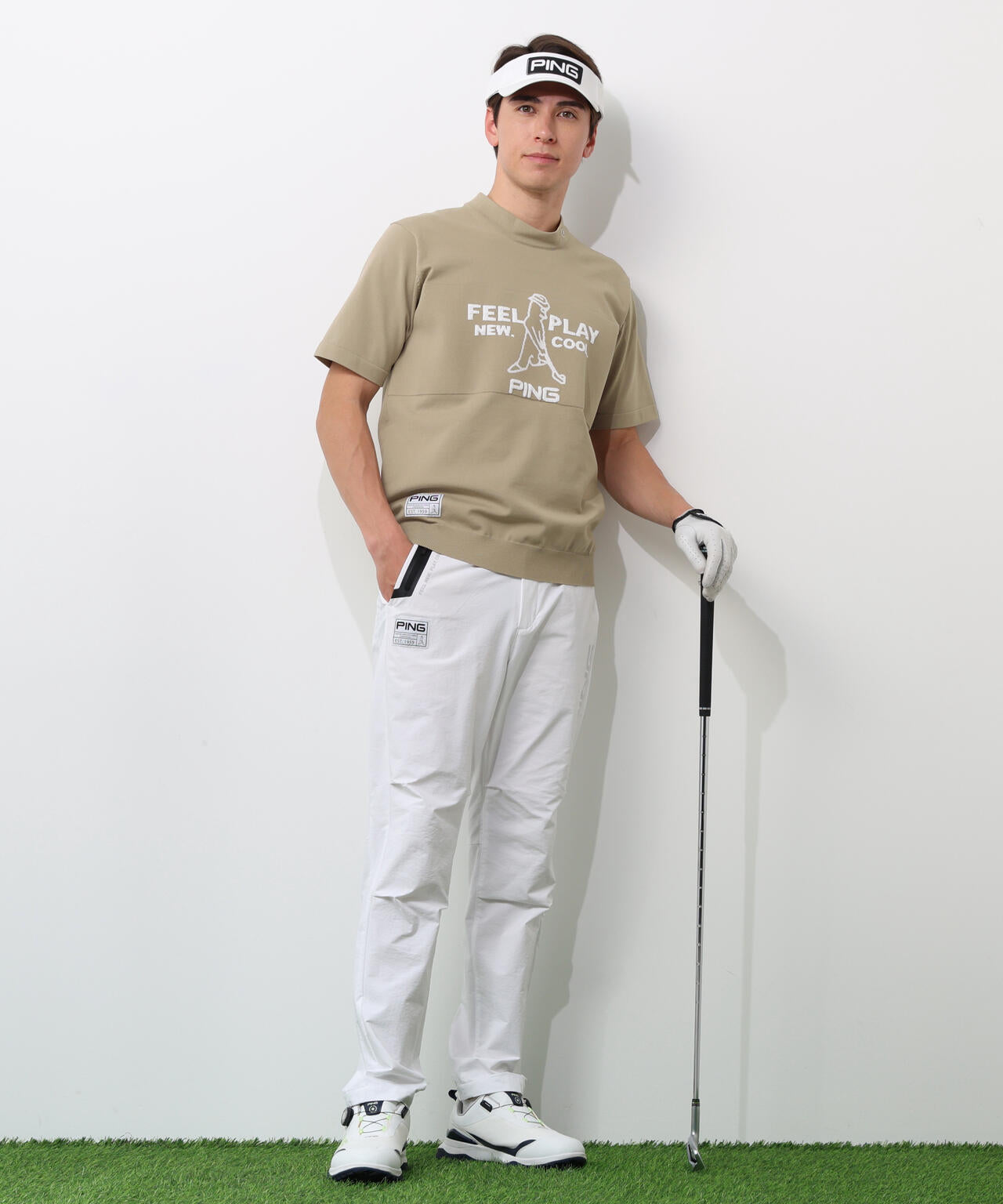 【PING APPAREL】Mr.PING 半袖ハイネックニットプルオーバー <GOLD> (MENS)