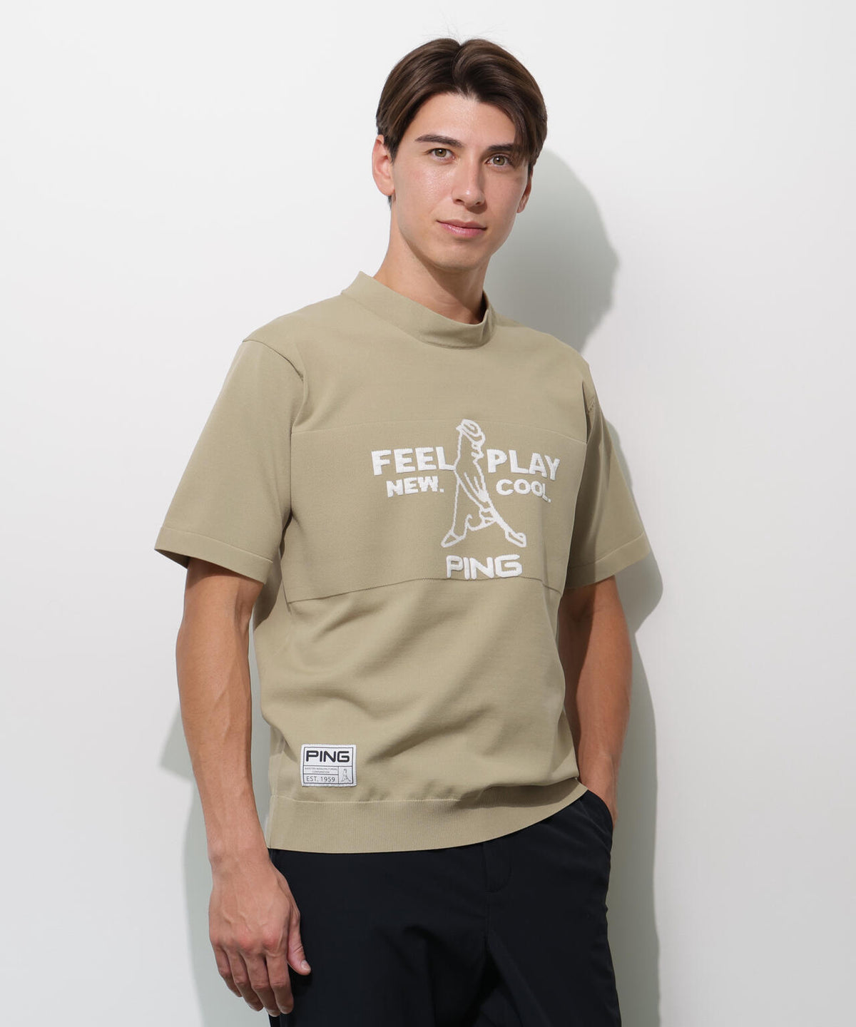 【PING APPAREL】Mr.PING 半袖ハイネックニットプルオーバー <GOLD> (MENS)