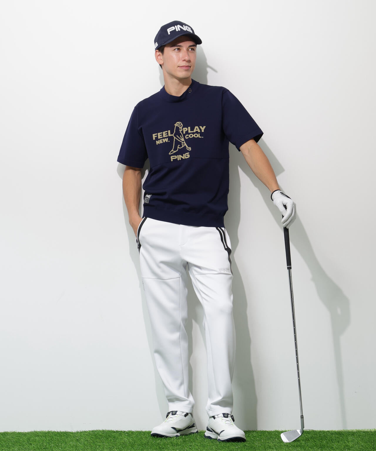 【PING APPAREL】Mr.PING 半袖ハイネックニットプルオーバー <GOLD> (MENS)