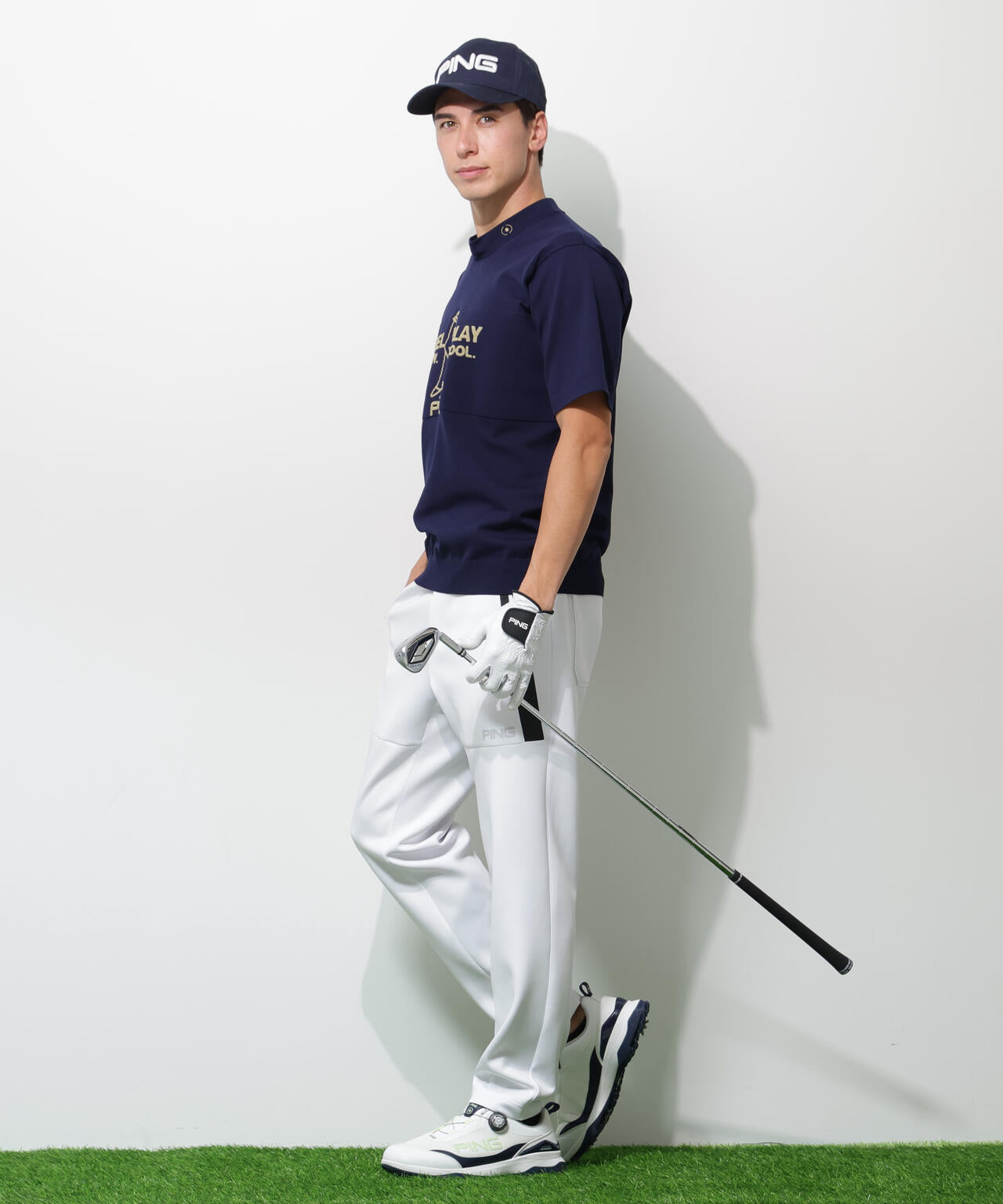 【PING APPAREL】Mr.PING 半袖ハイネックニットプルオーバー <GOLD> (MENS)
