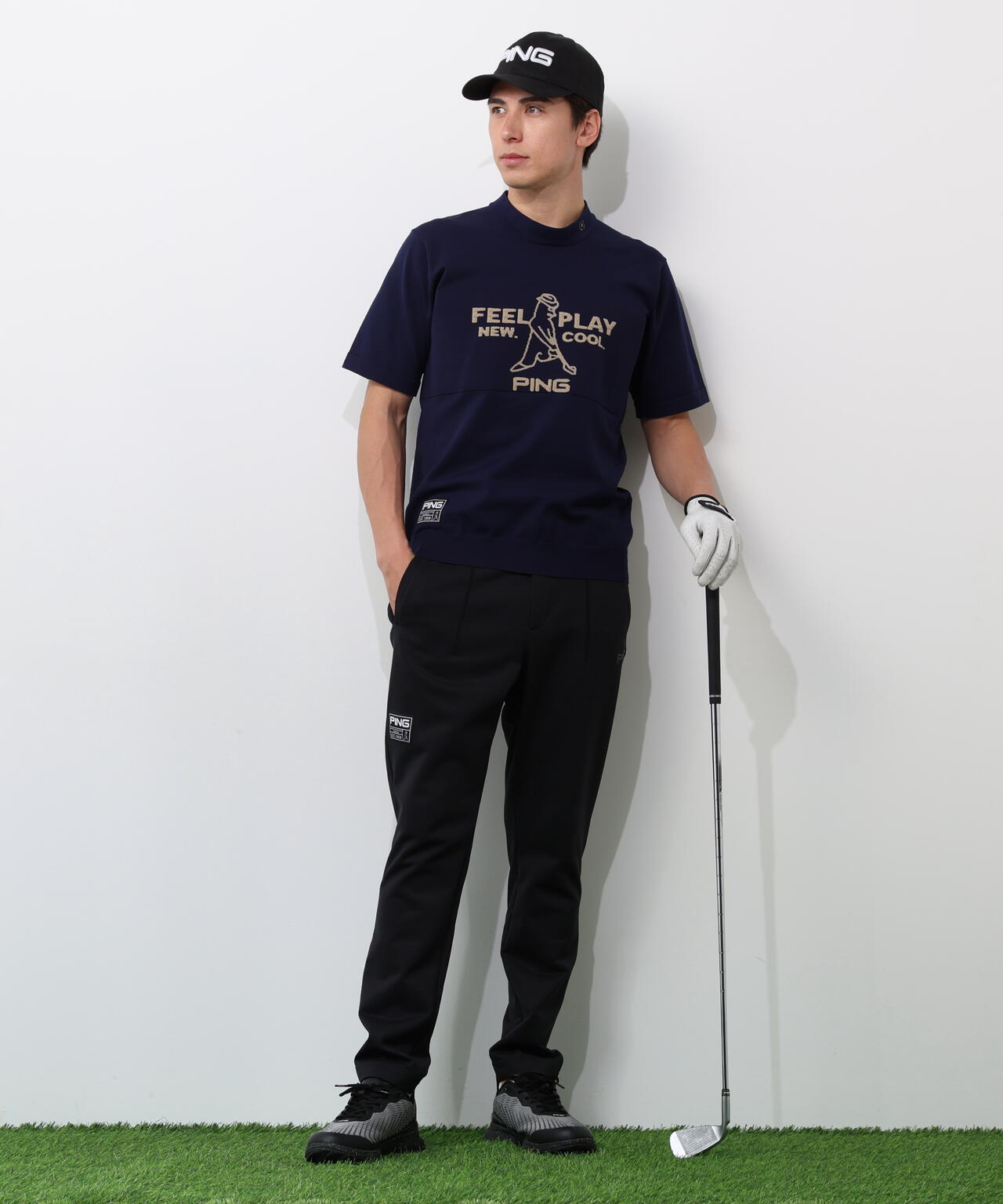 【PING APPAREL】Mr.PING 半袖ハイネックニットプルオーバー <GOLD> (MENS)