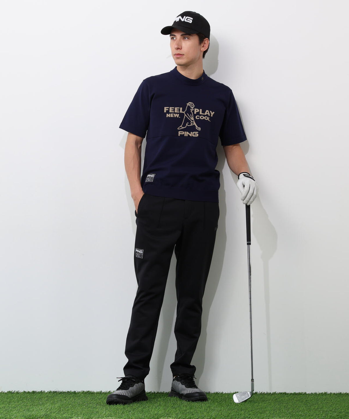 【PING APPAREL】Mr.PING 半袖ハイネックニットプルオーバー <GOLD> (MENS)
