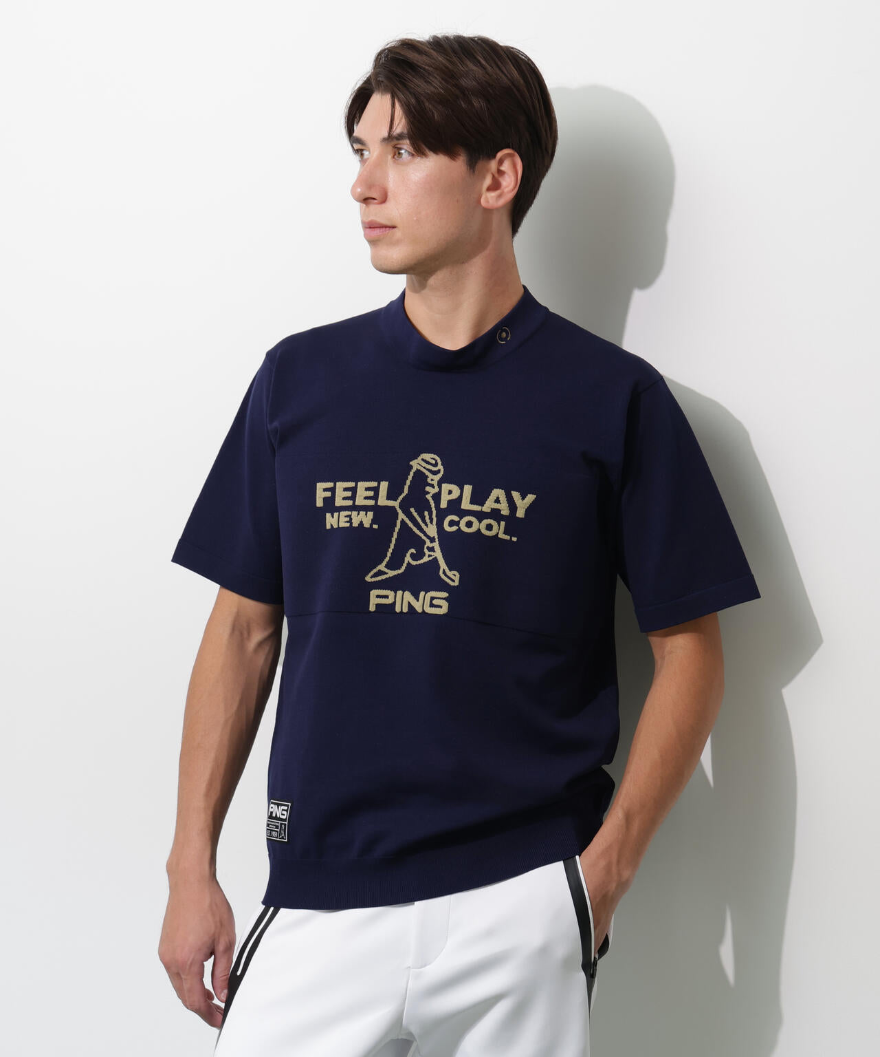 【PING APPAREL】Mr.PING 半袖ハイネックニットプルオーバー <GOLD> (MENS)