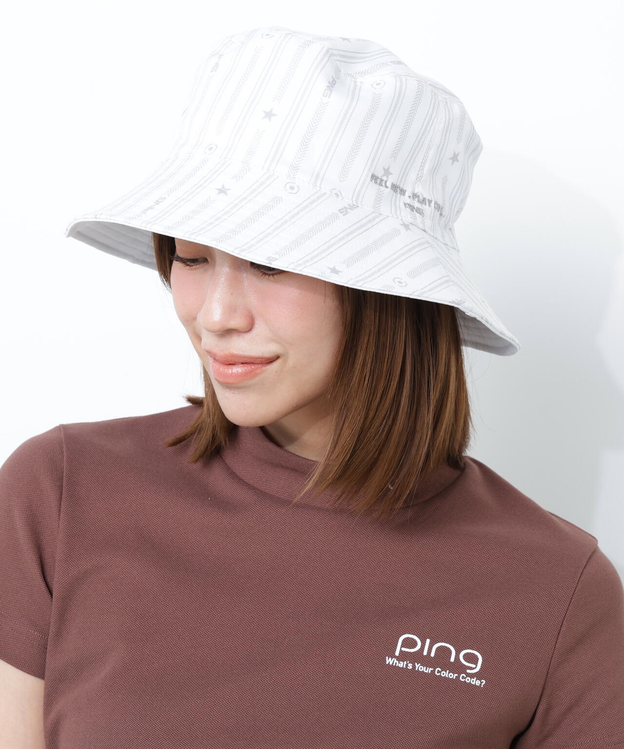 【PING APPAREL】ストライプ総柄プリントリバーシブルハット <NATIVE>(UNISEX)