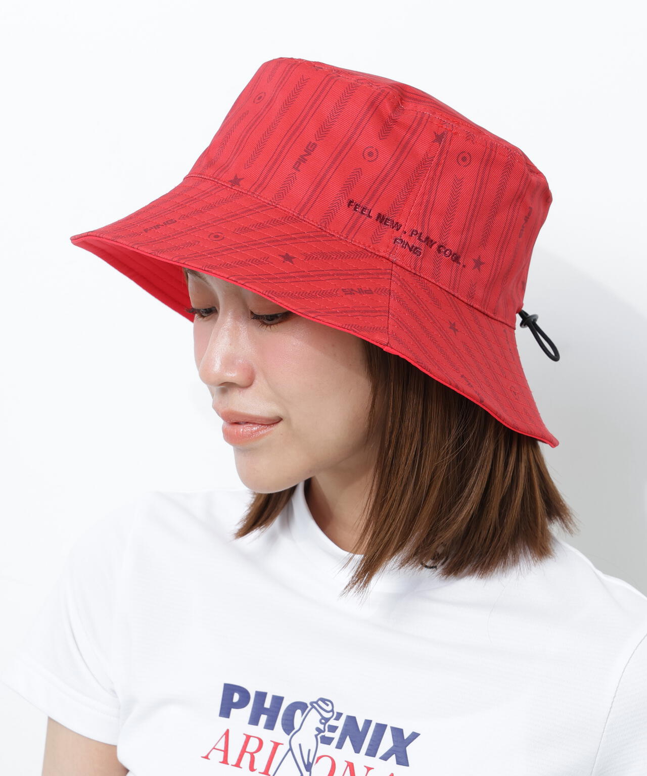 【PING APPAREL】ストライプ総柄プリントリバーシブルハット <NATIVE>(UNISEX)