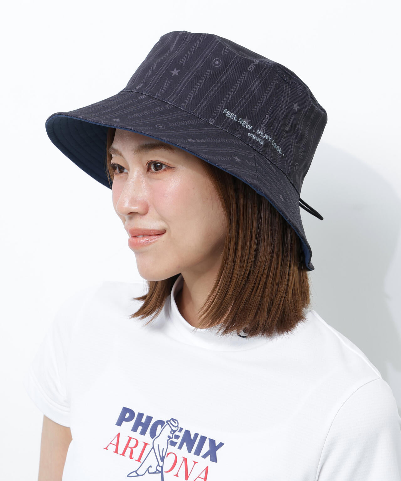 【PING APPAREL】ストライプ総柄プリントリバーシブルハット <NATIVE>(UNISEX)