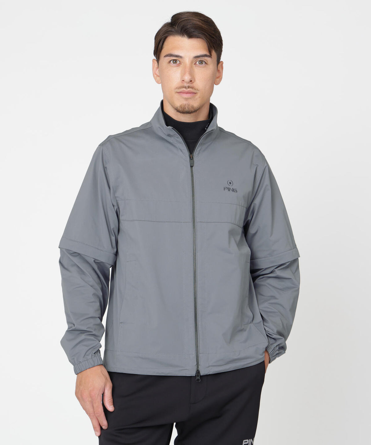 【PING APPAREL】ストレッチハイゲージ天竺2WAYスタンドフルジップブルゾン (MENS)