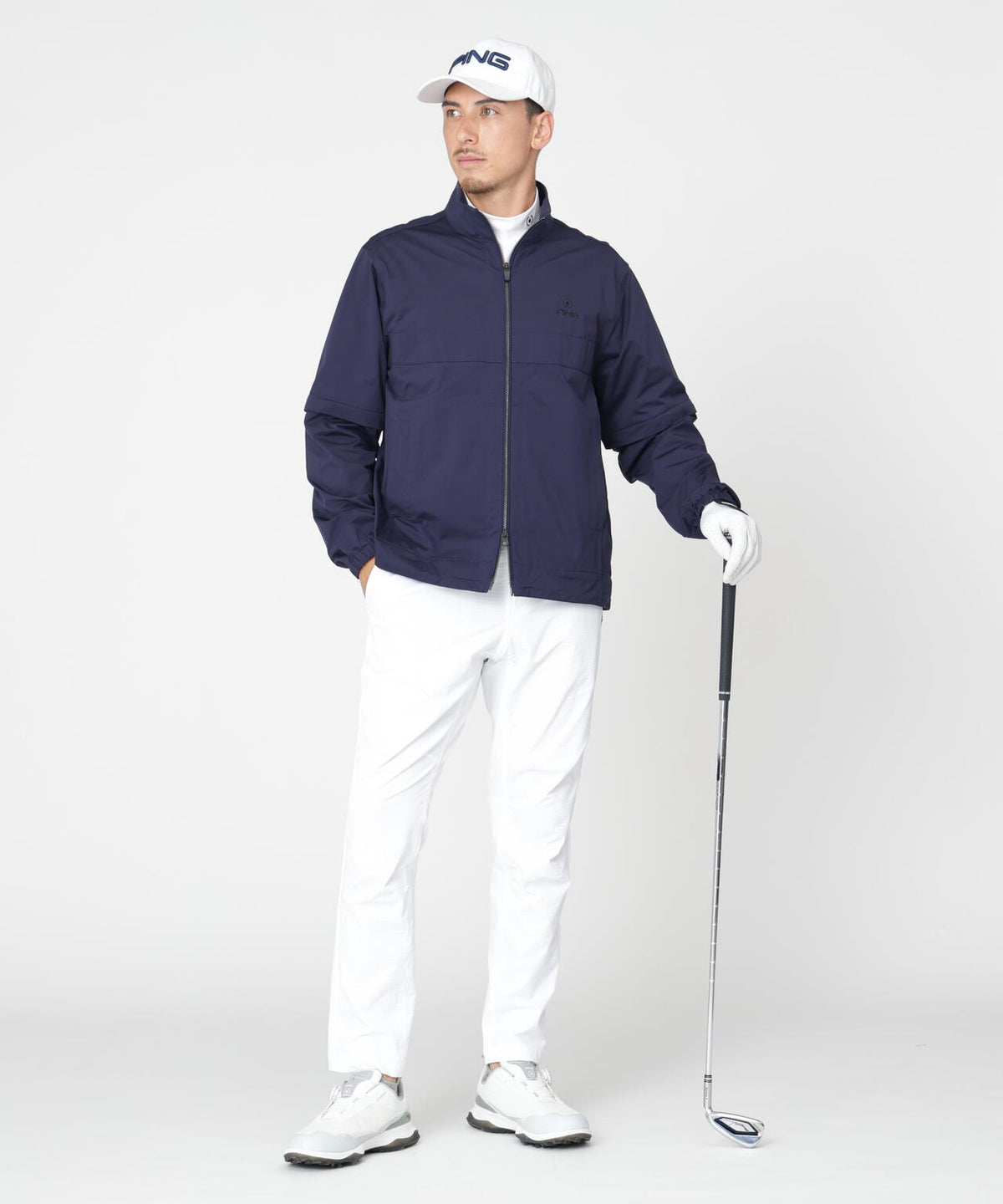 【PING APPAREL】ストレッチハイゲージ天竺2WAYスタンドフルジップブルゾン (MENS)