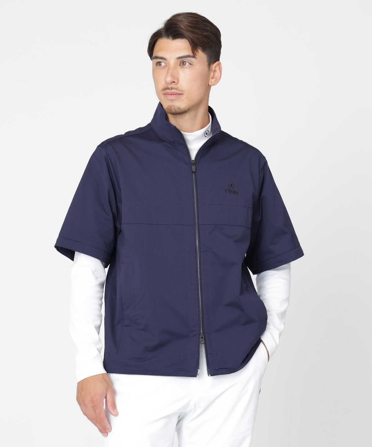 【PING APPAREL】ストレッチハイゲージ天竺2WAYスタンドフルジップブルゾン (MENS)