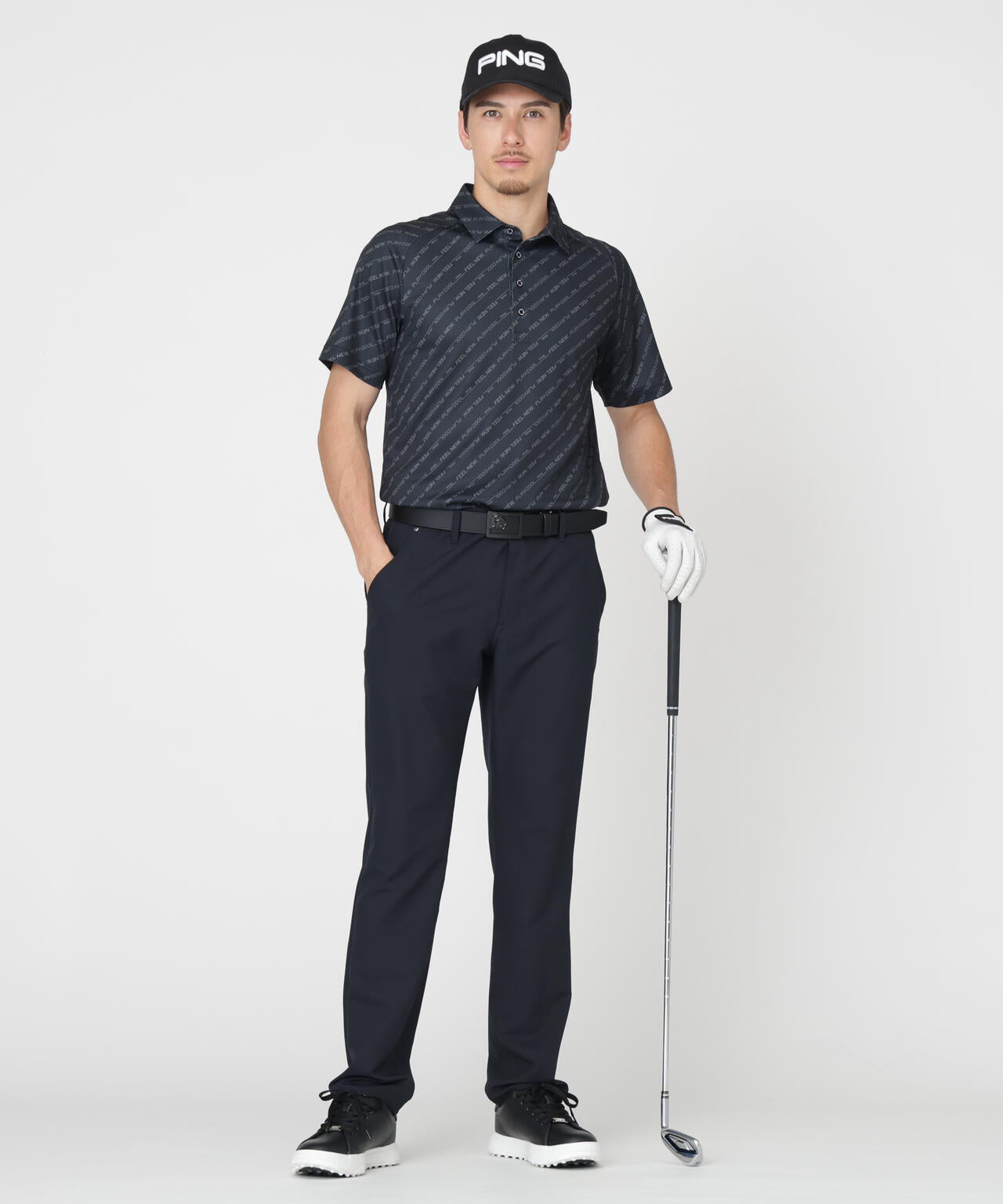 【PING APPAREL】全方向ストレッチ裏グリッドナイロン5ポケットパンツ (MENS)