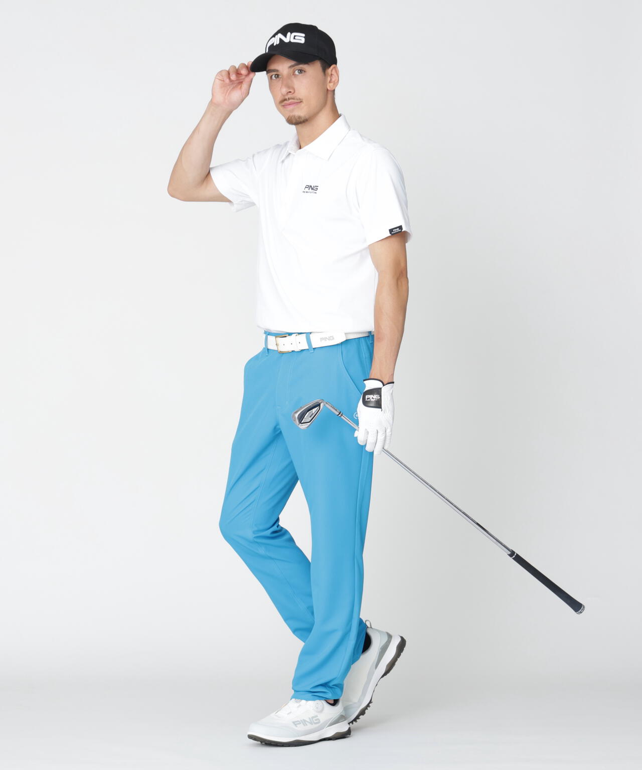 【PING APPAREL】全方向ストレッチ裏グリッドナイロン5ポケットパンツ (MENS)