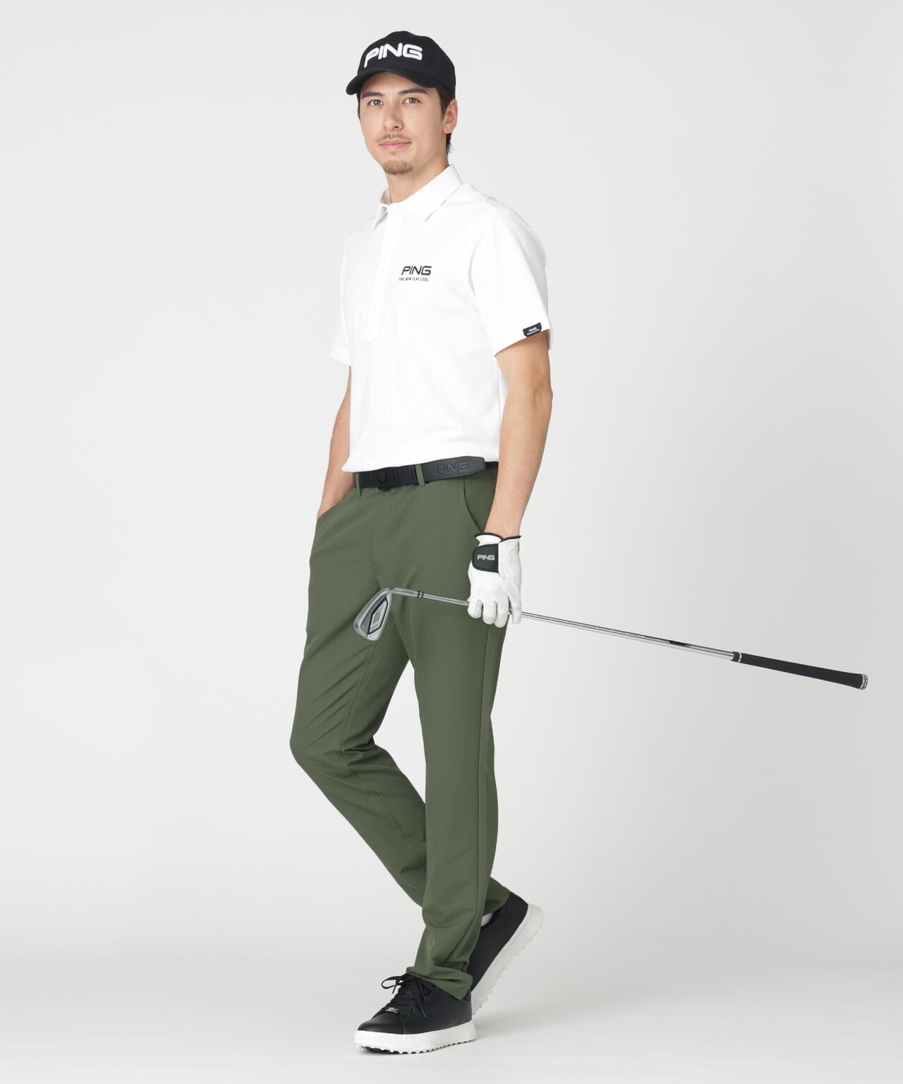 【PING APPAREL】全方向ストレッチ裏グリッドナイロン5ポケットパンツ (MENS)