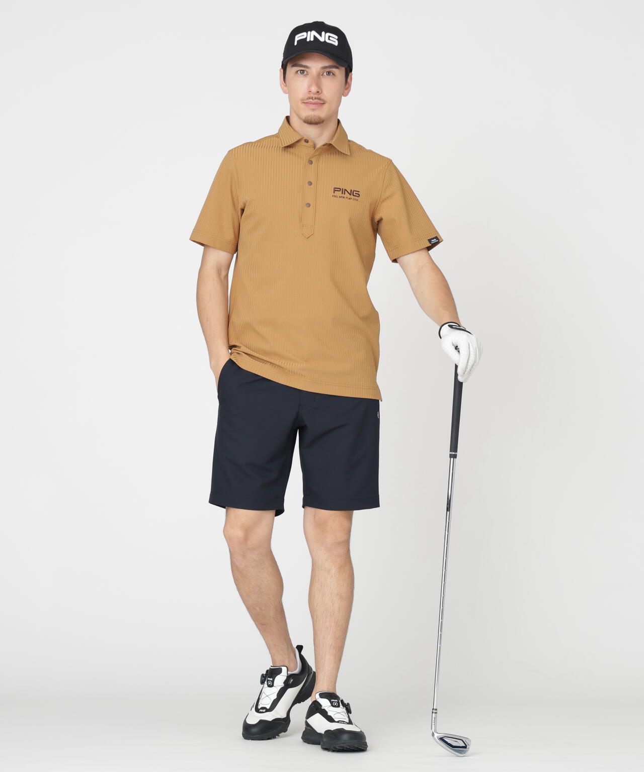 【PING APPAREL】全方向ストレッチ裏グリッドナイロンショートパンツ (MENS)