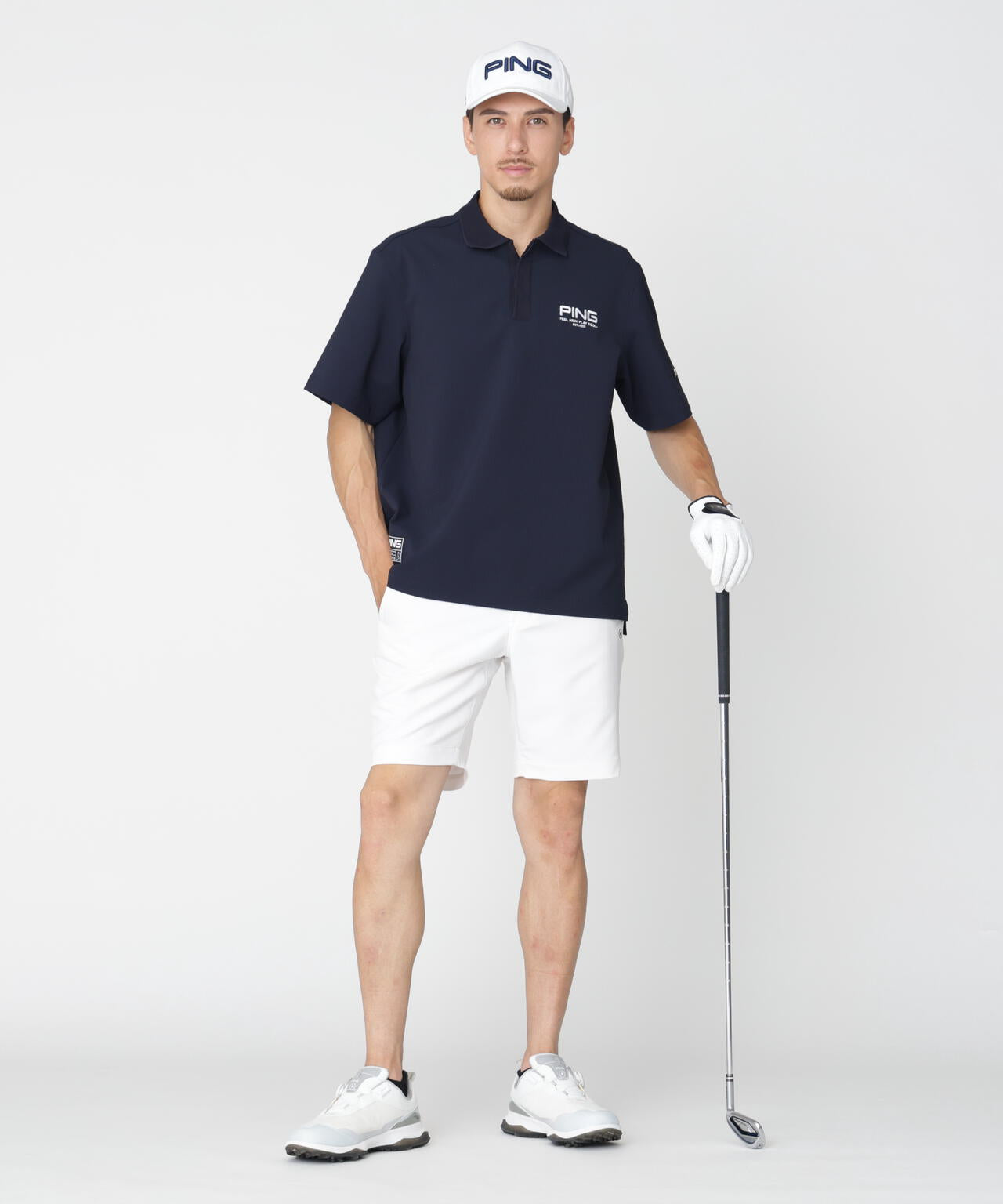 【PING APPAREL】全方向ストレッチ裏グリッドナイロンショートパンツ (MENS)