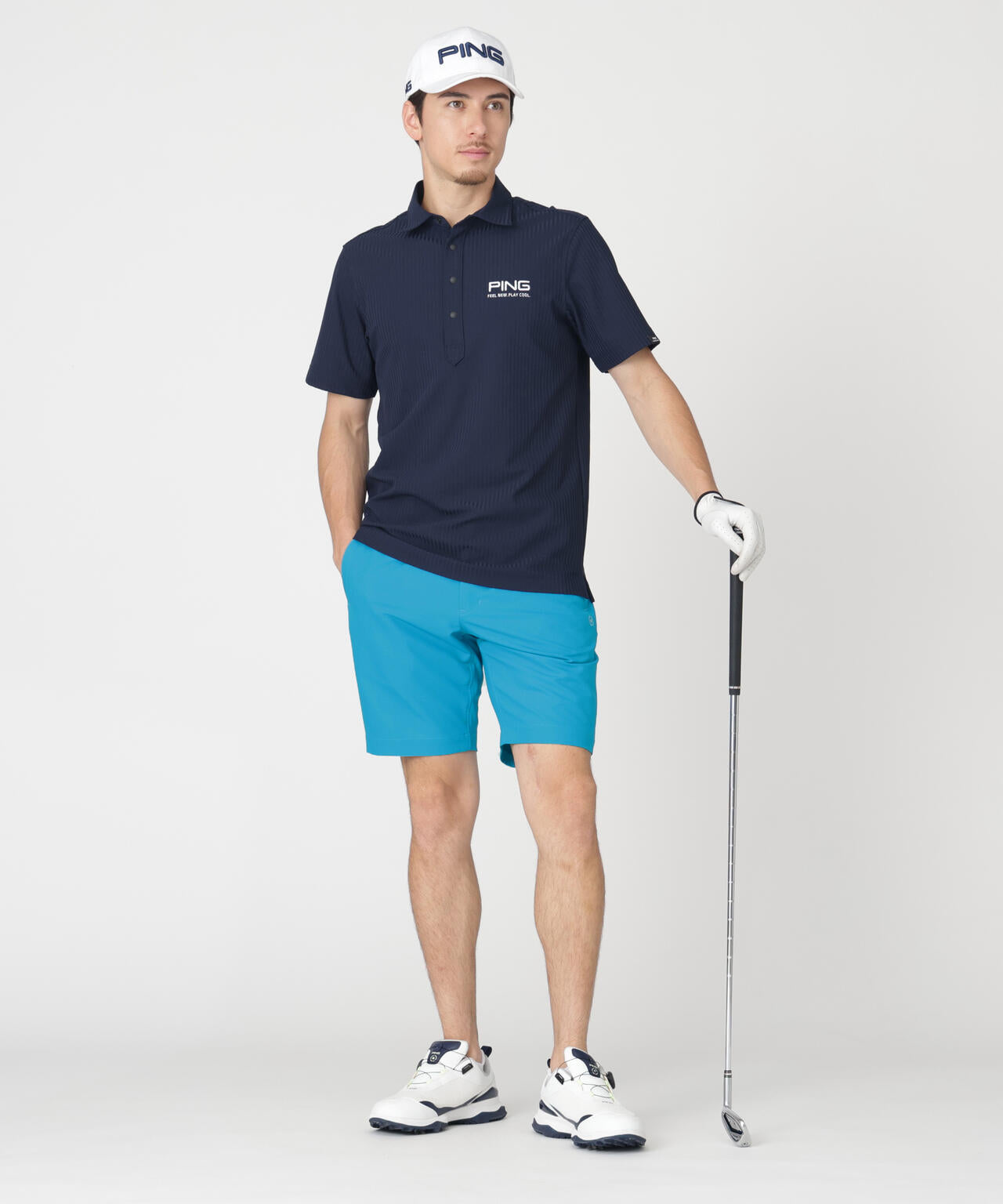 【PING APPAREL】全方向ストレッチ裏グリッドナイロンショートパンツ (MENS)