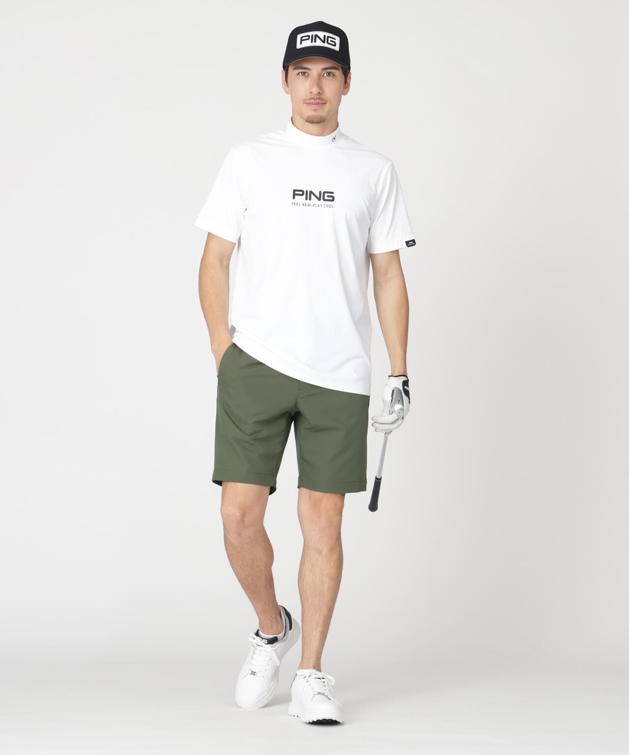 【PING APPAREL】全方向ストレッチ裏グリッドナイロンショートパンツ (MENS)