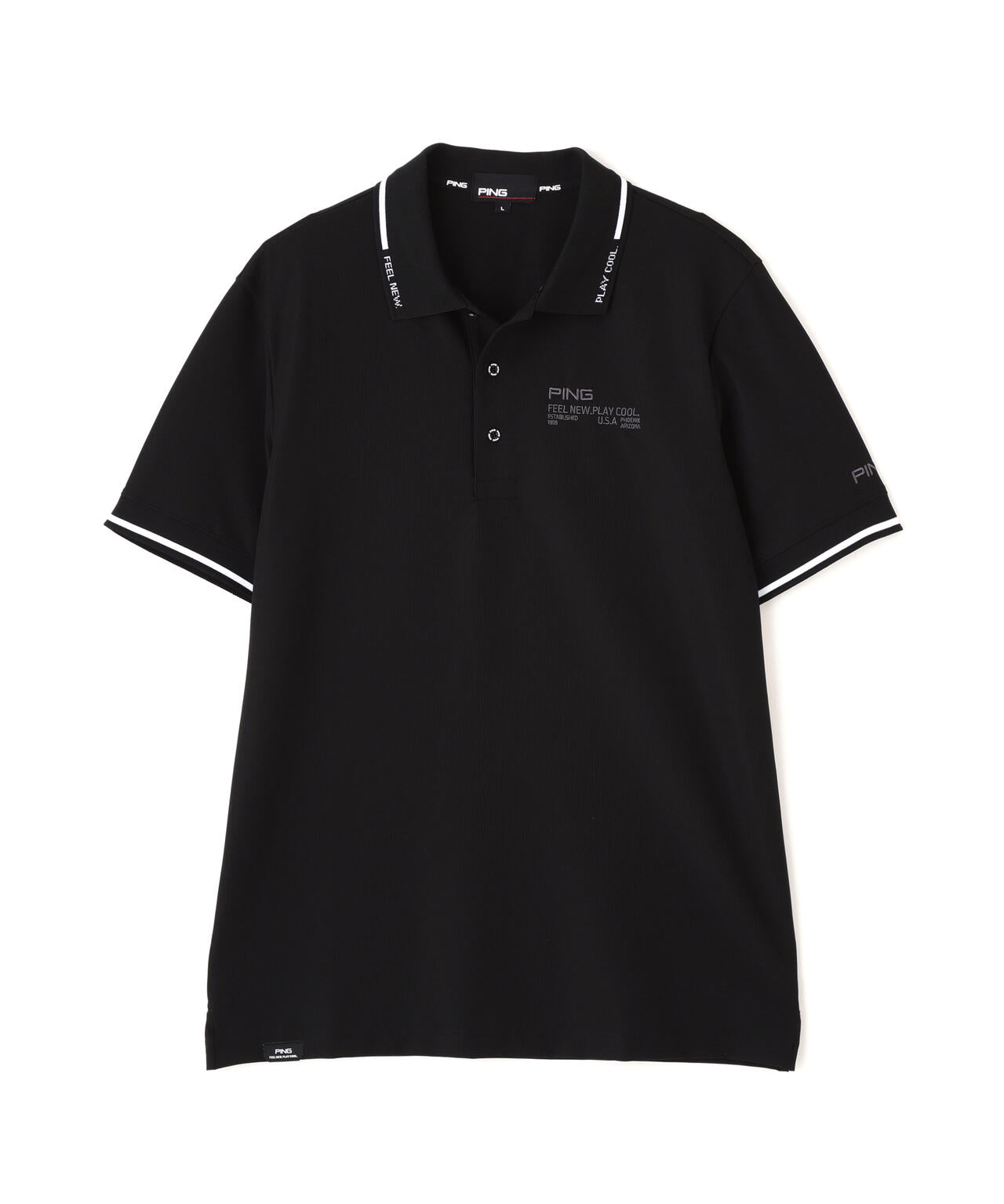 【PING APPAREL】ワッフルロゴジャガード衿半袖ポロシャツ (MENS)