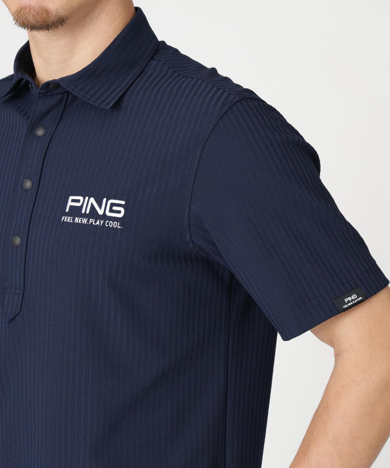 【PING APPAREL】全方向ストレッチシアサッカー半袖ポロシャツ (MENS)