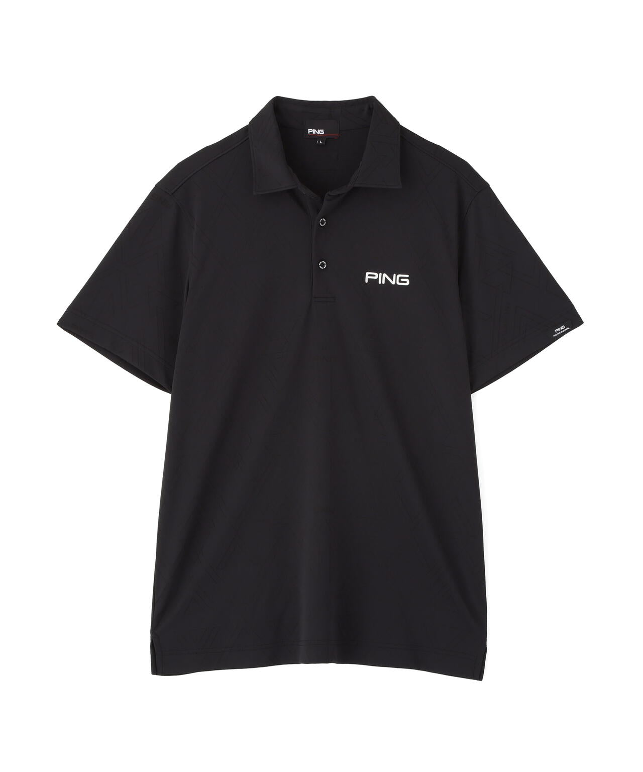 【PING APPAREL】ストレッチダルブラ三角幾何学柄ジャガード半袖ポロシャツ (MENS)