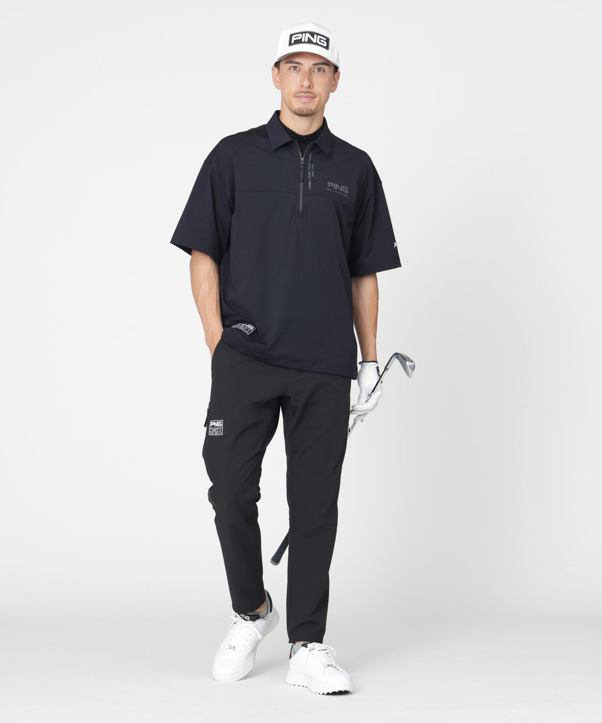 【PING APPAREL】半袖ハーフジップシャツ <GOLD> (MENS)