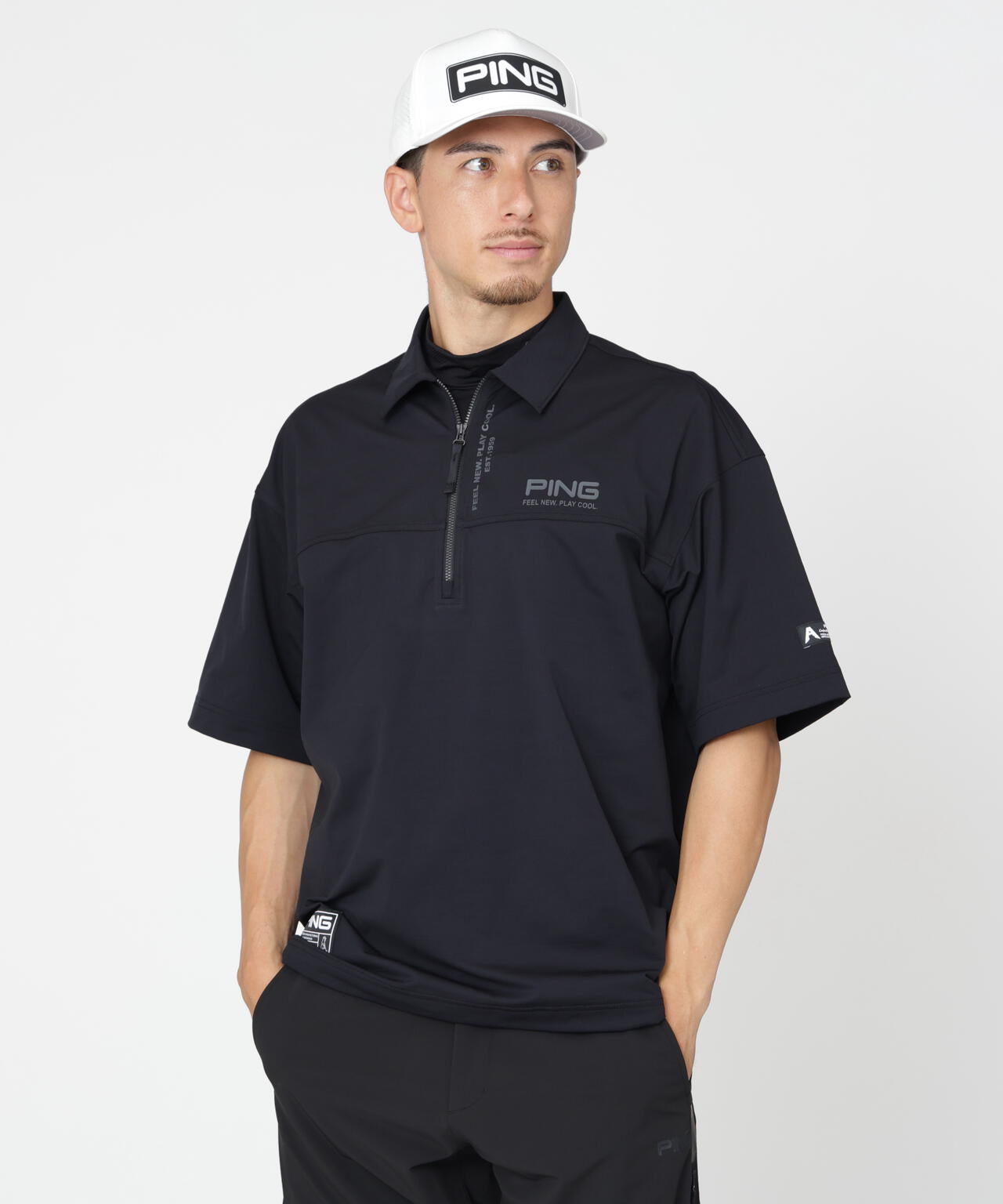 【PING APPAREL】半袖ハーフジップシャツ <GOLD> (MENS)