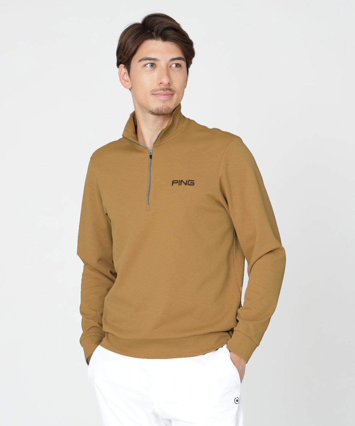 【PING APPAREL】メッシュリバーニットハーフジップカットソー (MENS)