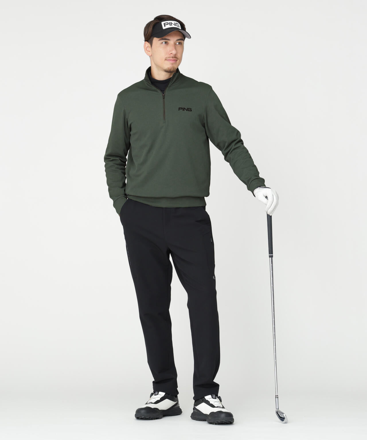 【PING APPAREL】メッシュリバーニットハーフジップカットソー (MENS)