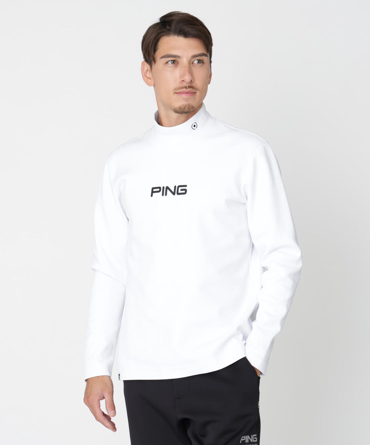 【PING APPAREL】ANSERプリントストレッチダンボール長袖ハイネックシャツ (MENS)