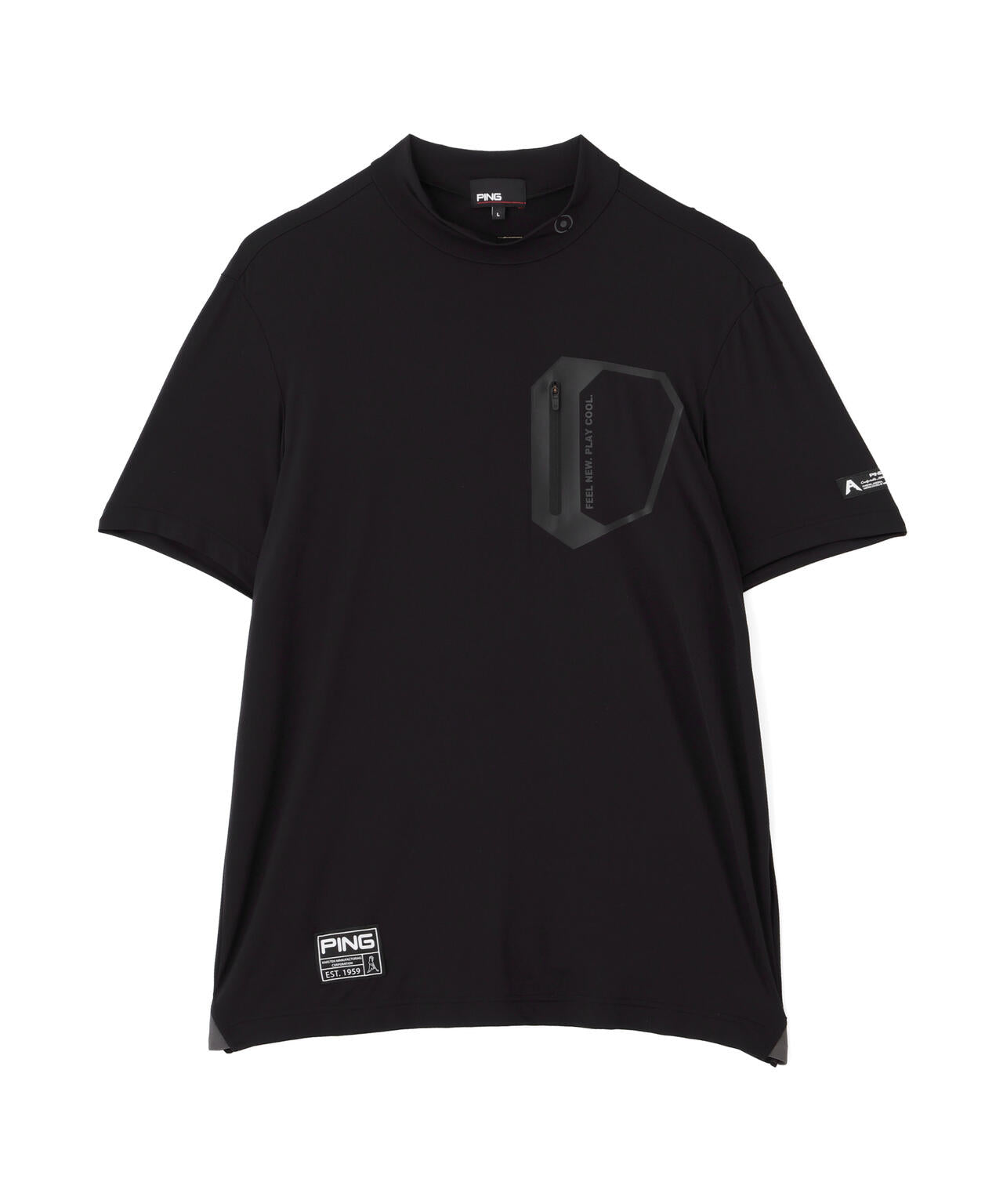 【PING APPAREL】ナイロンサッカー半袖ハイネックシャツ <GOLD> (MENS)