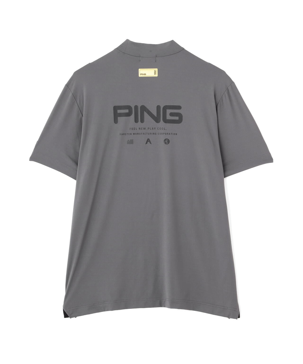 【PING APPAREL】ナイロンサッカー半袖ハイネックシャツ <GOLD> (MENS)