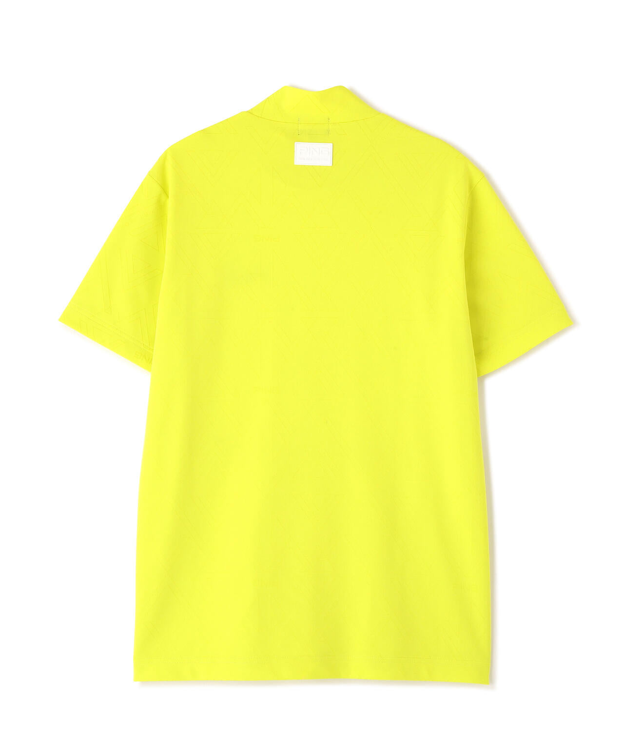 【PING APPAREL】ストレッチダルブラ三角幾何学柄ジャカード半袖ハイネックシャツ (MENS)