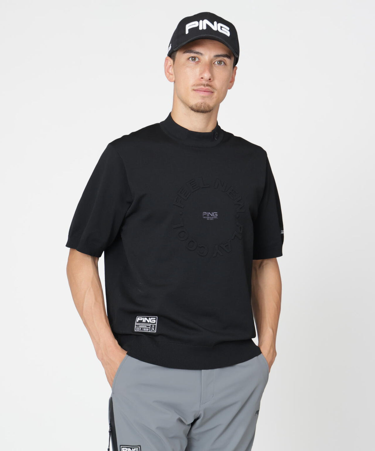 【PING APPAREL】半袖ハイネックニット <GOLD> (MENS)