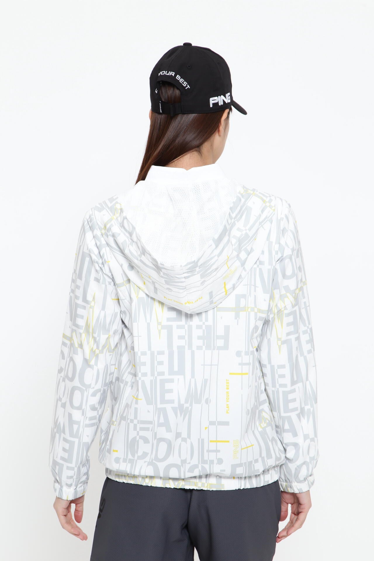 【PING APPAREL】デジタルノイズプリントリップ撥水総裏メッシュフーディブルゾン <PERFORMANCE> (LADIES)