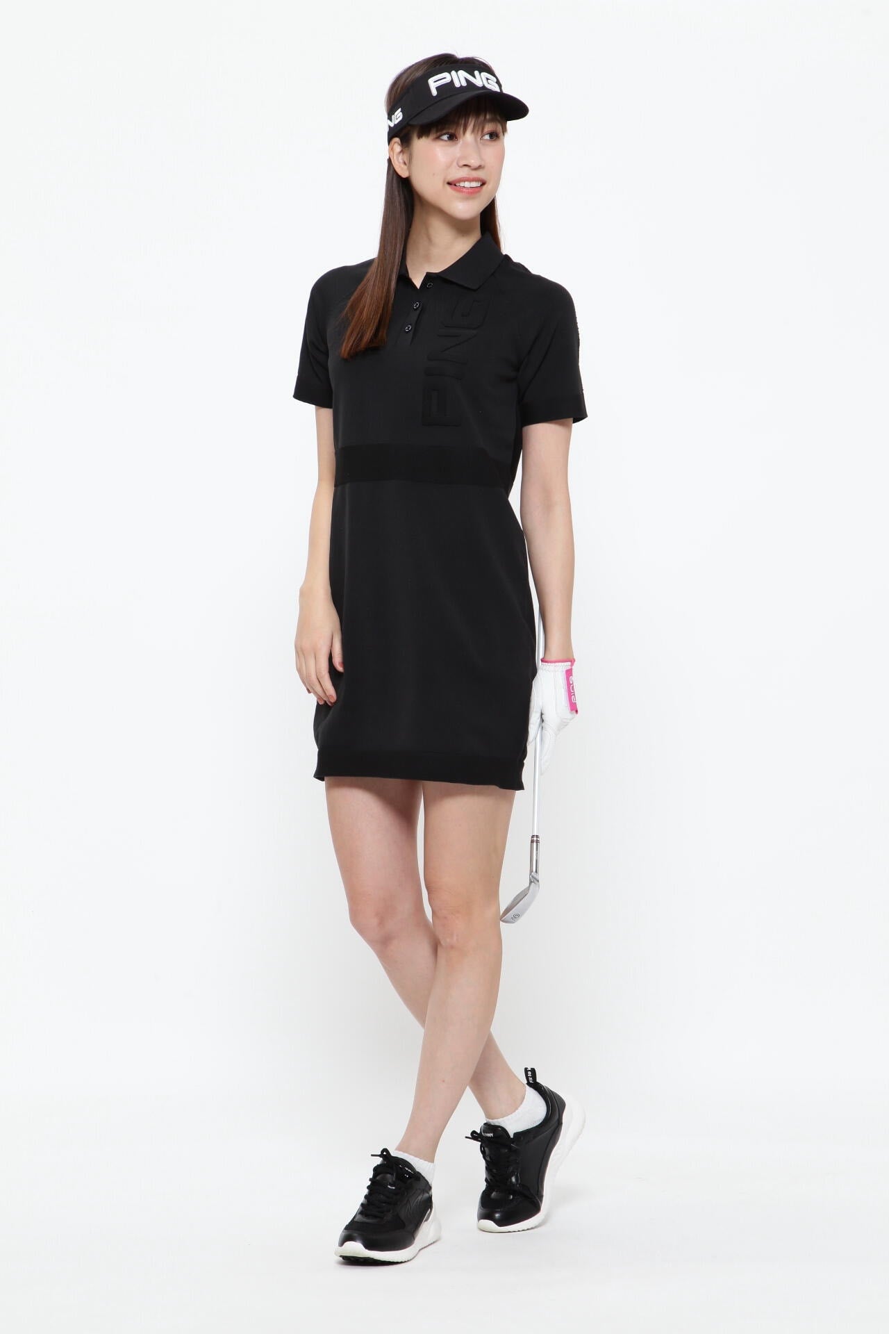 【PING APPAREL】ホールガーメントニットポロワンピース <GOLD> (LADIES)