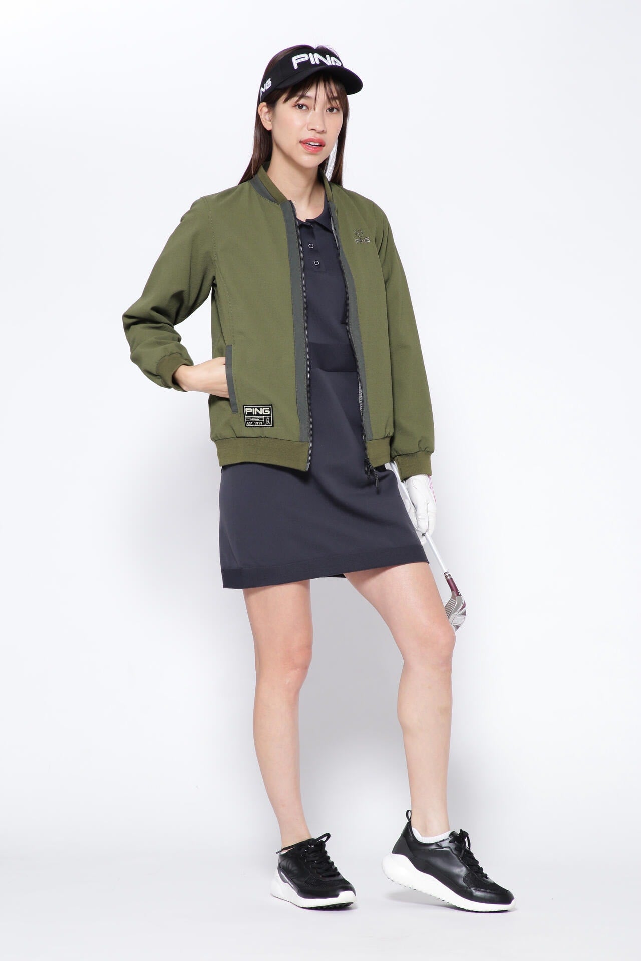 【PING APPAREL】ホールガーメントニットポロワンピース <GOLD> (LADIES)