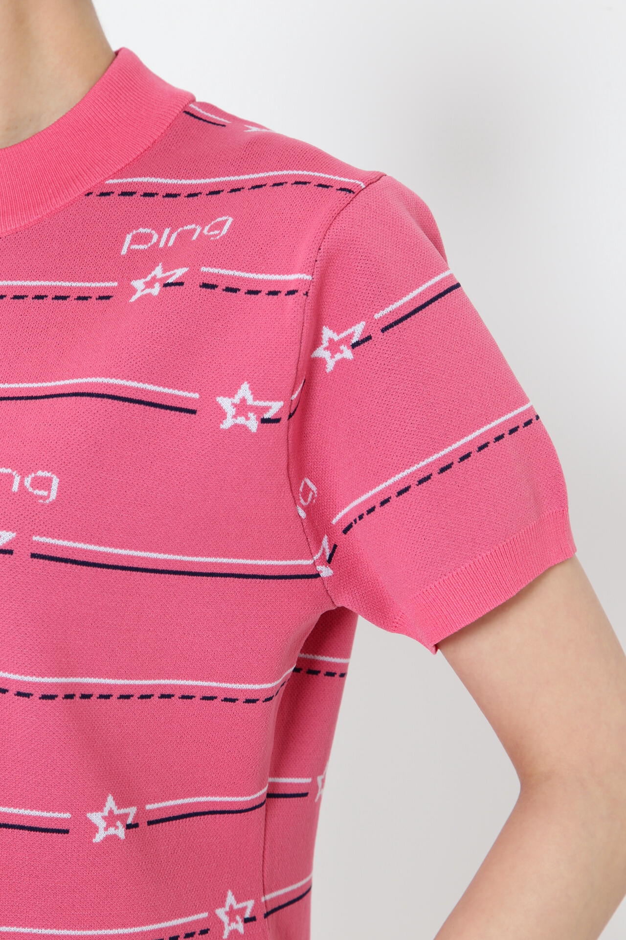 【PING APPAREL】アリゾナボーダージャガードモックネックニットワンピース <NATIVE> (LADIES)
