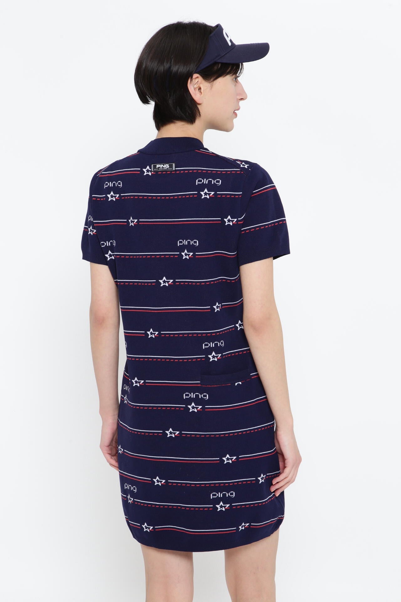 【PING APPAREL】アリゾナボーダージャガードモックネックニットワンピース <NATIVE> (LADIES)